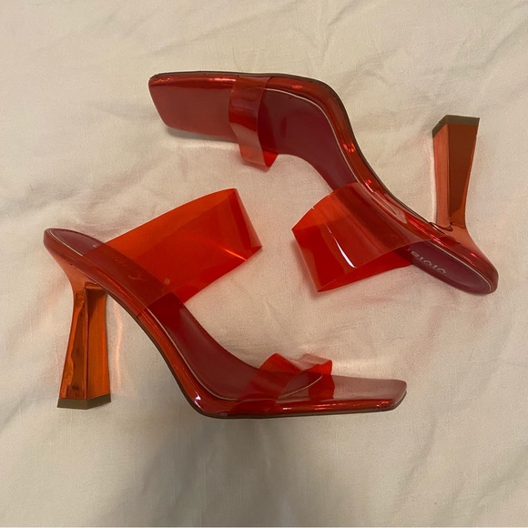 VIVIANLY Clear Pointed Toe Sandals Stiletto Heels Transparent Strap High Heels - Picture 3 of 9